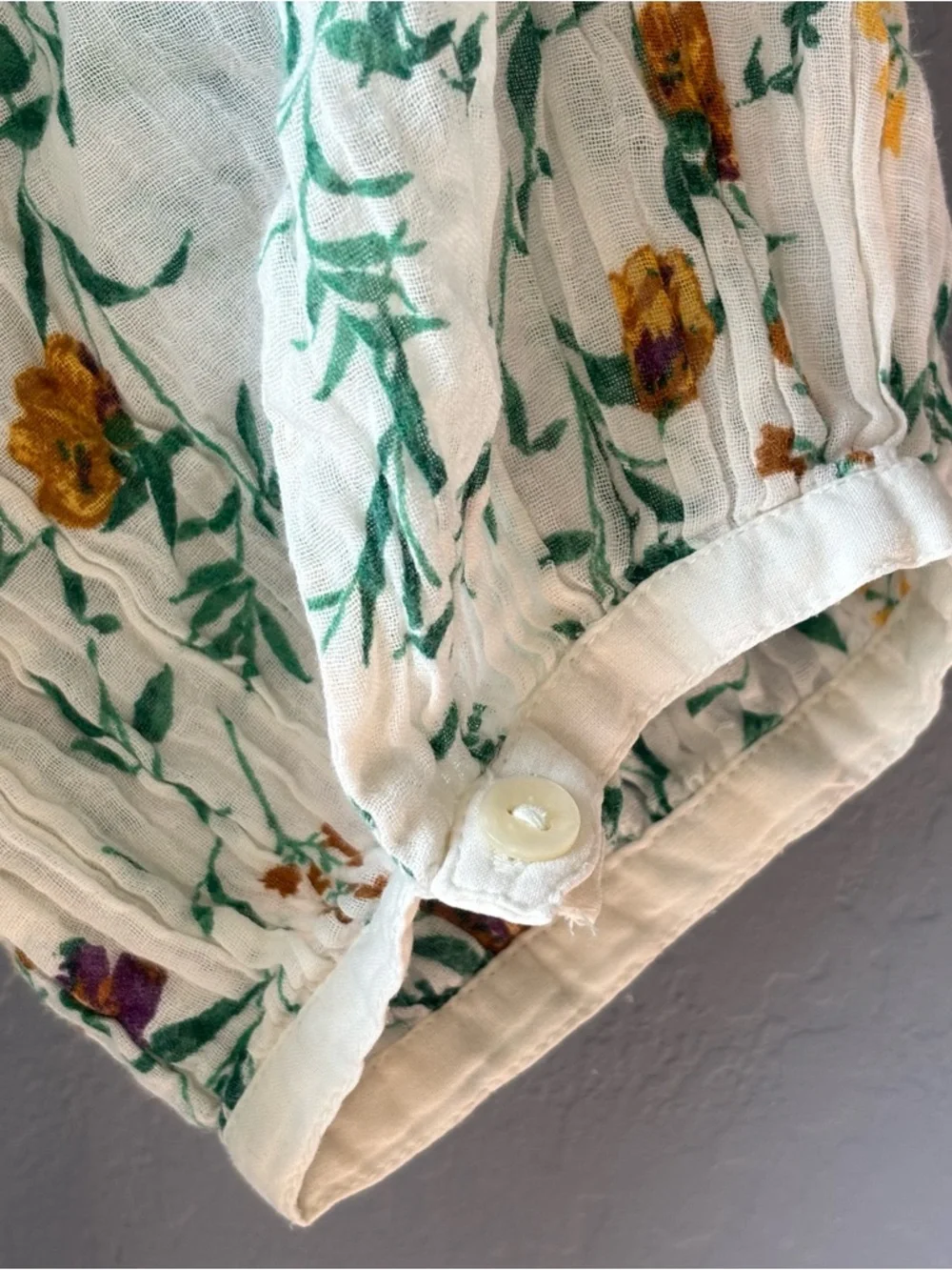 Lucky Brand Floral Button Up Banded Top Womens Medium Relaxed Fit Cotton Boho - Picture 12 of 14